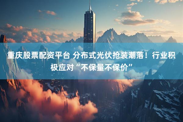 重庆股票配资平台 分布式光伏抢装潮落！行业积极应对“不保量不保价”